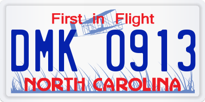 NC license plate DMK0913