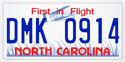 NC license plate DMK0914