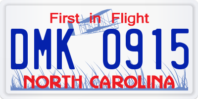 NC license plate DMK0915
