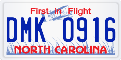 NC license plate DMK0916