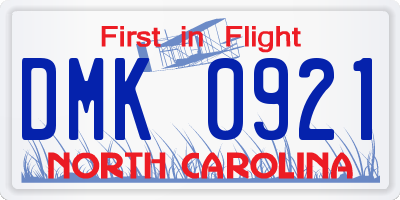 NC license plate DMK0921
