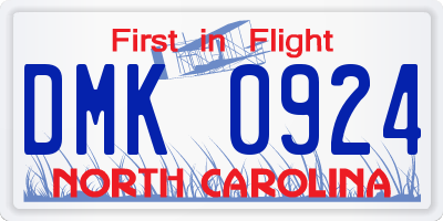 NC license plate DMK0924