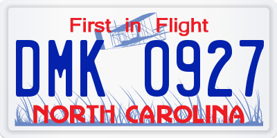NC license plate DMK0927