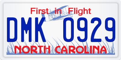 NC license plate DMK0929