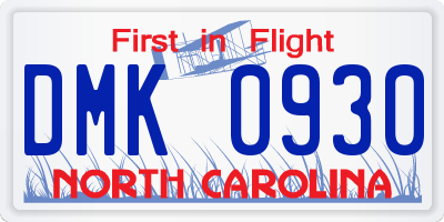 NC license plate DMK0930
