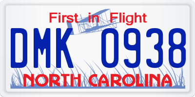 NC license plate DMK0938