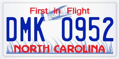 NC license plate DMK0952