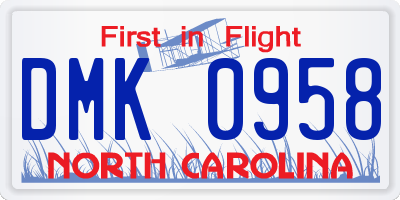 NC license plate DMK0958