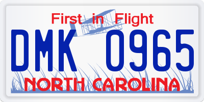 NC license plate DMK0965