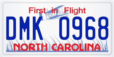 NC license plate DMK0968
