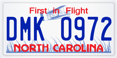 NC license plate DMK0972