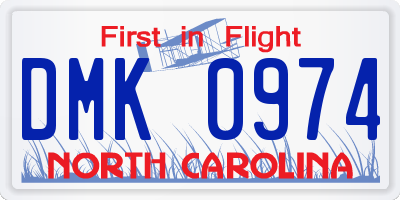 NC license plate DMK0974