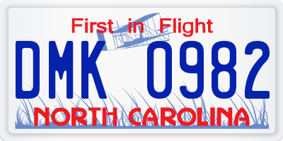NC license plate DMK0982
