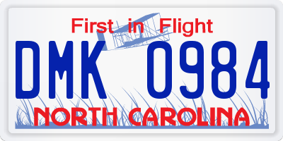 NC license plate DMK0984