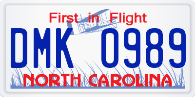 NC license plate DMK0989