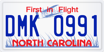 NC license plate DMK0991