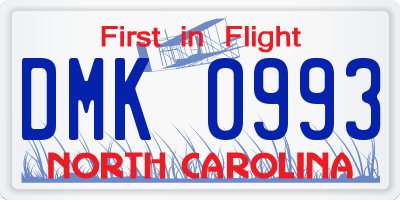NC license plate DMK0993