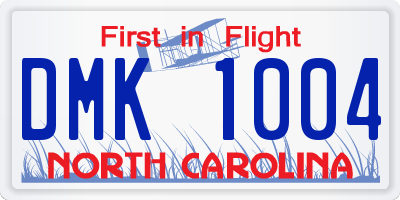 NC license plate DMK1004