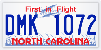 NC license plate DMK1072