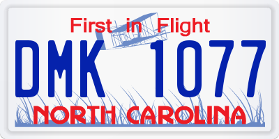 NC license plate DMK1077