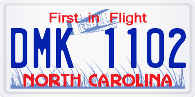 NC license plate DMK1102