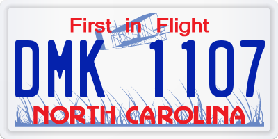 NC license plate DMK1107