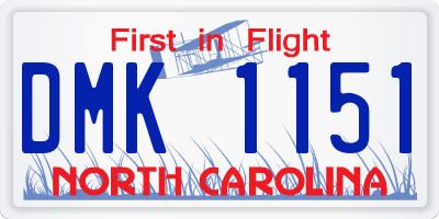 NC license plate DMK1151