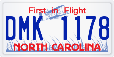 NC license plate DMK1178