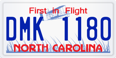NC license plate DMK1180
