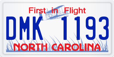 NC license plate DMK1193