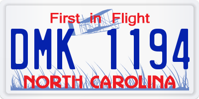 NC license plate DMK1194