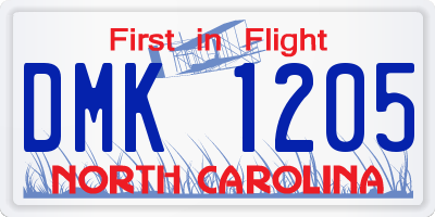 NC license plate DMK1205