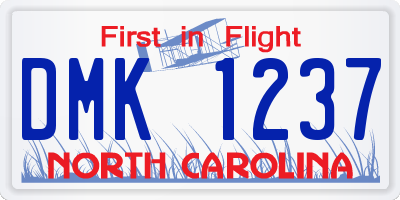 NC license plate DMK1237
