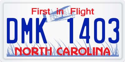 NC license plate DMK1403