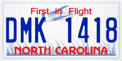 NC license plate DMK1418