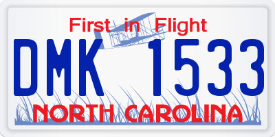 NC license plate DMK1533