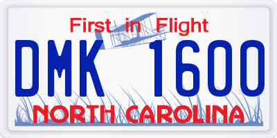 NC license plate DMK1600