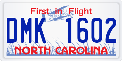 NC license plate DMK1602