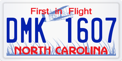 NC license plate DMK1607