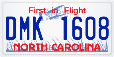 NC license plate DMK1608
