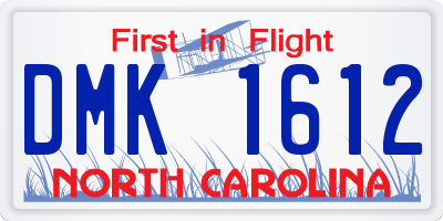 NC license plate DMK1612