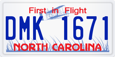 NC license plate DMK1671
