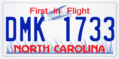 NC license plate DMK1733