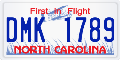 NC license plate DMK1789