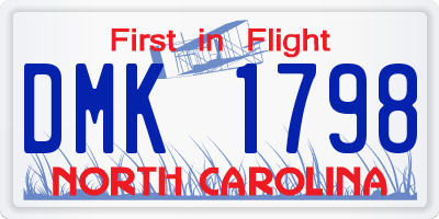 NC license plate DMK1798