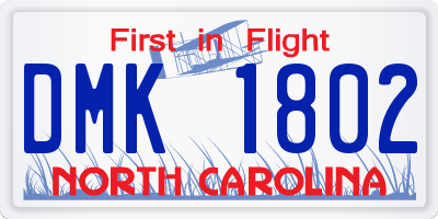NC license plate DMK1802