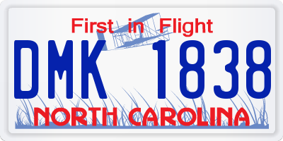 NC license plate DMK1838