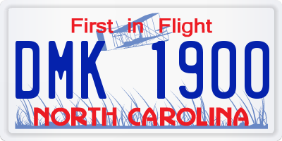 NC license plate DMK1900