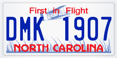 NC license plate DMK1907