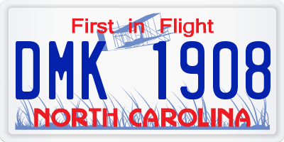 NC license plate DMK1908